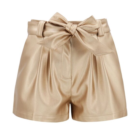 NWOT Christy Lynn Indigo Vegan Leather Short in Metallic Light Gold - Picture 4 of 11